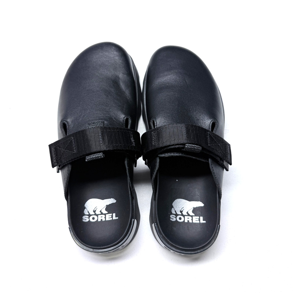 New SOREL Women Viibe Clog Leather Slip on Black Sz 8.5